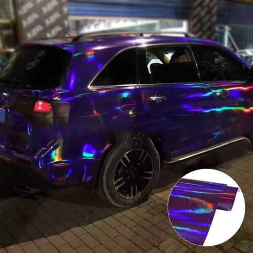 Holographic Laser Purple Blue Glossy Color DIY Car Body Films Vinyl Car Wrap Sticker Decal Air Release Film 20/30/50cm X 152cm