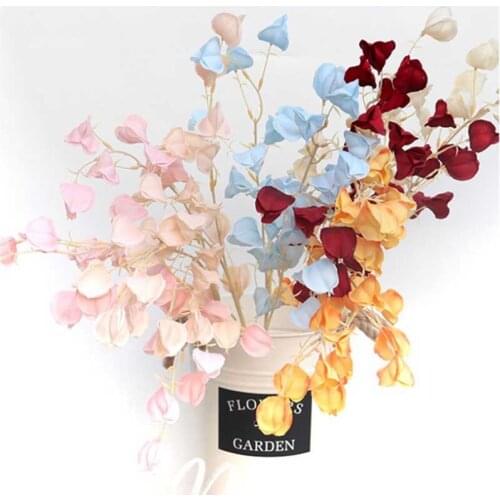 1pc 3 forks Simulation Lantern Flower Wedding Party Decor Artificial Silk Fake Flowers Diy Flower Arrangement Room Ornaments