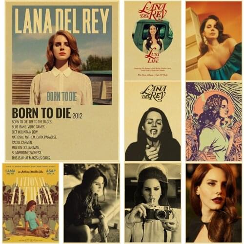 Singer Lana Del Rey Poster Retro Kraft Paper DIY Vintage Home Living Room Bar Cafe Decor Gift Art Picture Wall Sticker Paintings