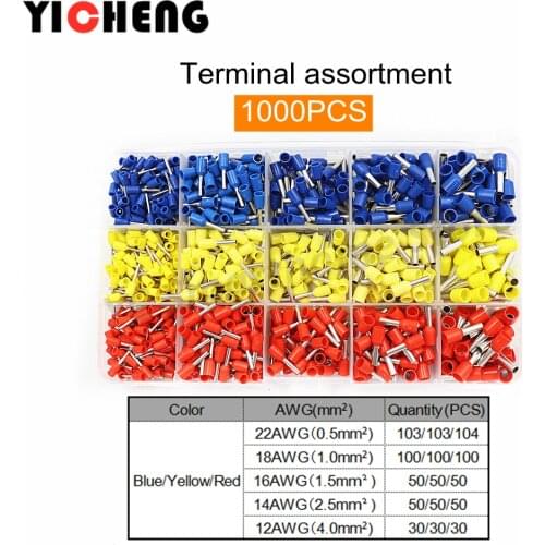 Terminal Boxed Kit Used for 0.5-16mm2 AWG22-5 Wire Cable Copper Tub Needlee Type Insulated Cold Pressing Terminal