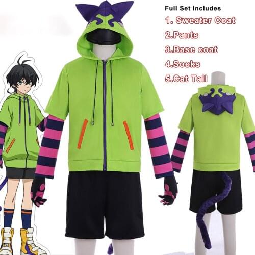 SK∞ Miya Cosplay Costume Anime Sk8 The Infinity Cat Ear Hooded Sweater Coat Pants Underwear Sock Tail Man Woman Cute Kawaii Set