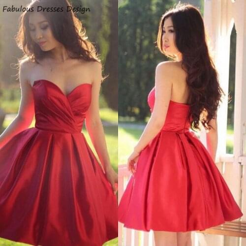 Red Strapless Mini Short Prom Dresses Sweetheart Backless A Line Evening Dress Party For Women 2020 Elegant Vestido De Fiesta