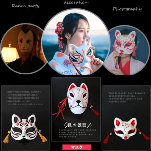 Anime Demon Slayer Fox Mask Hand-painted Japanese Mask Half Face Mask Masquerade Festival Ball Kabuki Kitsune Masks Cosplay Prop