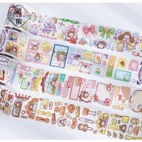 Cute cartoon girl with series washi decoration tape DIY diary scrapbook stationery gift stickers school office supplies