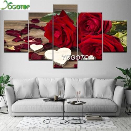 DIY Diamond Painting Red Rose heart 5 pcs 5D Full Drill mosaic Diamond Embroidery Handcraft Kit Home Decor puzzle Flowers ML1012
