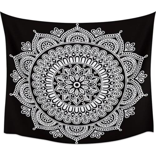 Mandala White Flowers Wall Tapestry Home Wall Decor Bedroom Tapestry Tapestry Wall Hanging Yoga Mat Picnic Mat