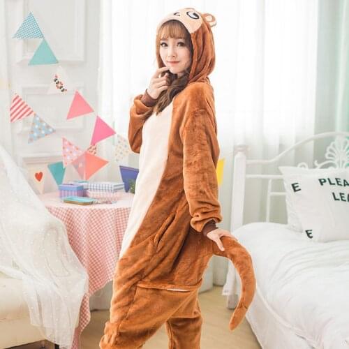 2020 New Adult Flannel Cosplay Costume Monkey Onesie Costumes For Unisex Create Dance Fancy Pajama Halloween Party