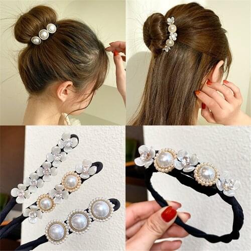 New DIY Lazy Hair Curler Pearl Hairpin Hair Braiding Braider Tool Hair Clips Women Headband Hair Styling Accessories