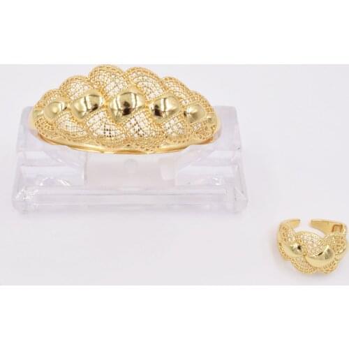 NEW High Quality Ltaly 750 Gold color Jewelry Set For Women african beads fashion Bracelet Ring jewelry