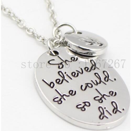 2017 new"She BELIEVED she could so she DID "Necklace, Inspirational JewelryGirl Woman Christmas Present Gift Daughter Mother