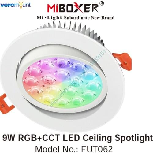 MiBoxer FUT062 9W RGB+CCT Ceiling Spotlight AC 110V 220V Indoor Lamp 2.4G RF Wireless Remote WiFi APP Alexa Google Voice Control
