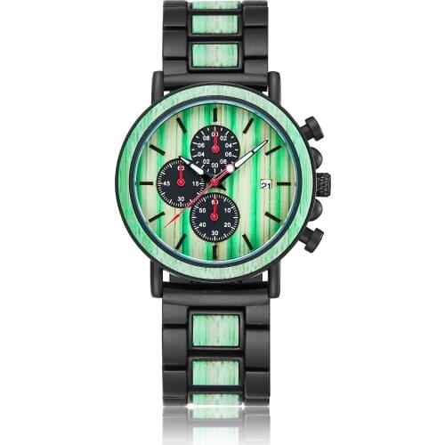 Luxury Top Brand Wood Stainless Steel Men Watches Style Wooden Timepieces Chronograph Quartz Watch Relogio Masculino Custom