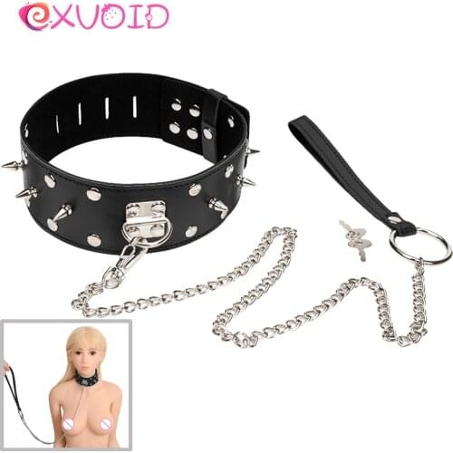 EXVOID Sex Toys Bdsm Fetish Bondage Slut Slave Sex Collar Leash Steel Chain Restricts Adult Game Dog Chain Punish Neck Collars