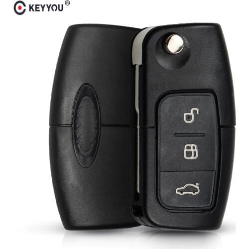 KEYYOU 433MHz 4D63 Chip 3 Buttons Flip Folding Remote Control Key for Ford Focus Fiesta 2013 Fob Case With HU101 Blade