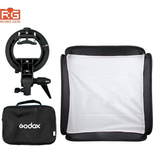 GODOX 40 x 40cm Fold Portable Photo Studio Softbox Diffuser + S-Type Elinchrom Mount Bracket Kit for Flash Speedlite Strobe