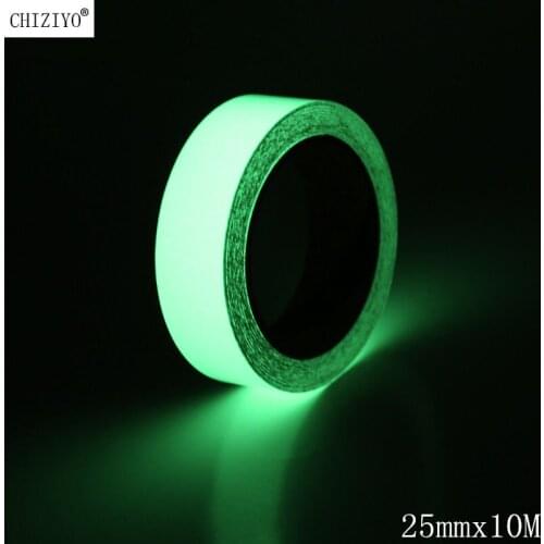 25mmx10m Waterproof Reflective Tape Car Sticker Light Luminous Warn Glow Dark Night Sticker Bicycle Motorcycle Wheel CHIZIYO