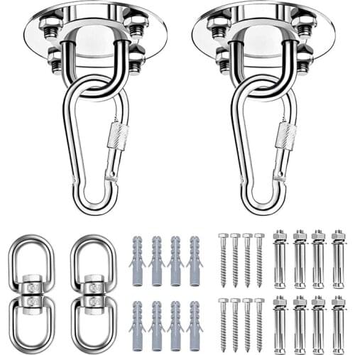 Swing Hangers,Hammock Hangers,2 Pack Rotate Swing Hooks Suspension Hooks Sets for Wooden Concrete Porch Yoga Seat