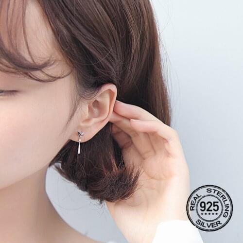 Drop Leaf Earrings For Women 925 Sterling Silver Black Trend Simple Fashion High Quality Female Mother Best Gift Jewelry INEFFA