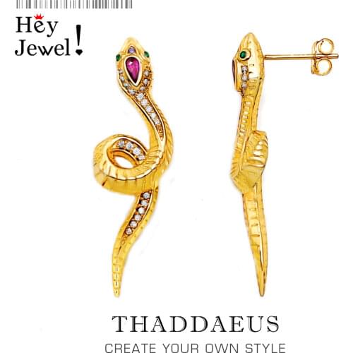 Drop Earrings Beauty Curved Shape Snake Gold,Good Fine Jewelry For Women,2021 Summer Brand New Bohemia Gift 925 Sterling Silver