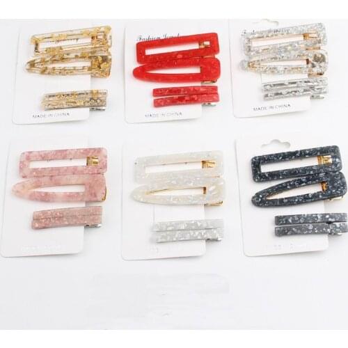 4pcs/set Korea Acetic Acid Acrylic Resin Geometric Square Waterdrop Hair Clips For Women Hair Accessories Barrettes Hairpins