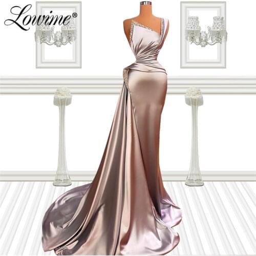 Elegant Crystal Beaded Long Party Dresses Arabic Mermaid Evening Dress Formal Beading Vestidos Formales Prom Dress Evening Gowns