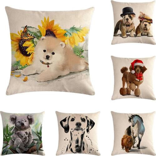 Animals Cute Cartoon Cat Horse Dog Koala Printing Cushion Cover Miana Sofa Pillowcase For Office Living Room Home Decorative