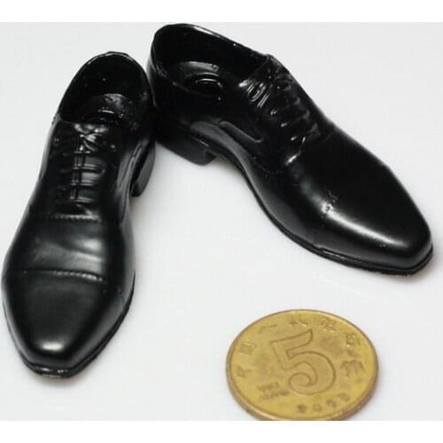 1/6th Fashion Black Leather Shoes Model for 12" Male Body Action Figure Doll