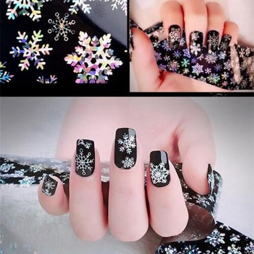 1 sheet Romantic and lovely 120cm*4cm Christmas Snowflake Holographic Nail Foils Nail Art Transfer Sticker Paper
