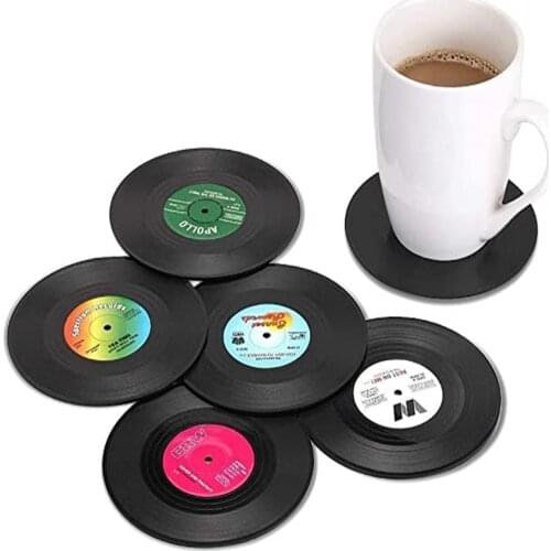 2/1PCS Creative Record Coasters Table Placemats Coffee Mug Cup Coasters Heat-resistant Nonslip Pads Home Decor Pads