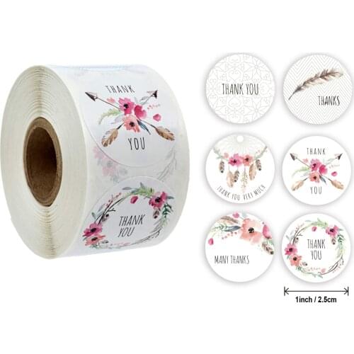 50Pcs/wad Floral Thank You Stickers 1 inch Round seal label handmade scrapbooking Envelope stationery sticker