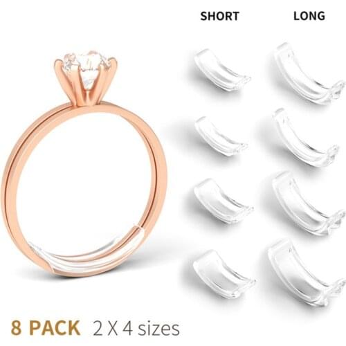 8pcs/set Silicone Invisible Ring Size Adjuster Transparent Ring Adjuster Reducer Ring Sizer Fit Any Rings