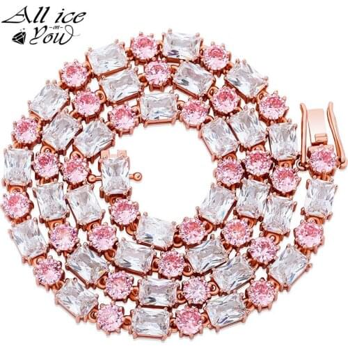 ALLICEONYOU 6mm Iced Out High Quality Cubic Zirconia Choker Necklace Gold-plated Copper Hip Hop Fashion Jewelry For Women Gift