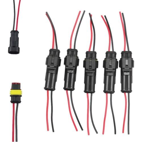 Hot New 5 Pcs / Kit 2 Pin Way Car Waterproof Electrical Connector Plug with Wire AWG Marin