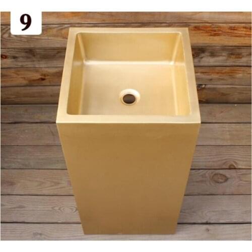 Laundry Pool Balcony Bathroom Body Washbasin Toilet Bathroom Pedestal Wash Basin Freestanding Vanity Wash Sink gold