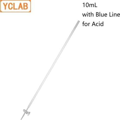 YCLAB 10mL Burette with Blue Line on Milk White Back Straight Stopcock for Acid Class A Clear Glass Laboratory Glassware