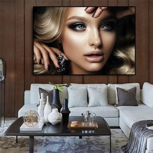 Black and Gold Sexy Beauty Woman Indian Oil Painting on Canvas Posters and Prints Scandinavian Wall Art Picture for Living Room