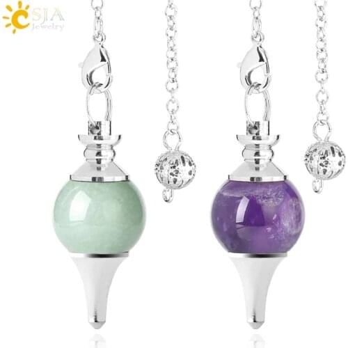CSJA Radiesthesia Pendulum for Dowsing Divination Natural Stone Crystal Quartz Red Agates Cone Pendants Pendule pendulos F269