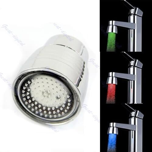 Temperature Sensor 3 Color Kitchen Water Tap Faucet RGB Glow Shower