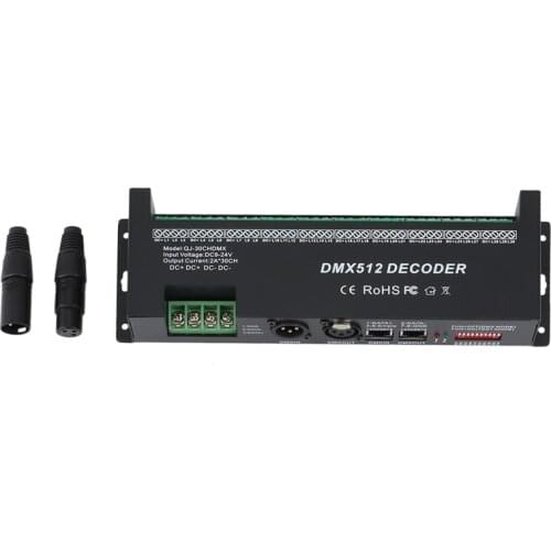 DMX 512 Decoder 30 Channels DMX RGB Controller Decorated LED Strip Lighting Dimmer DC 9V- 24 V Drivers Controllers