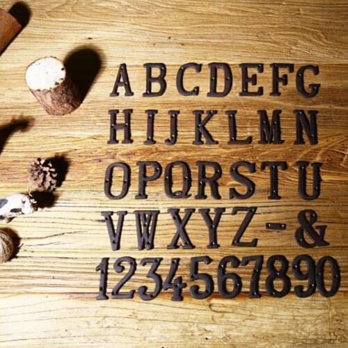 DIY Metal Letters Address Numbers Matching Screws House Plate Doorplate Individual DIY Antique Style Alphanumeric Wall Decor