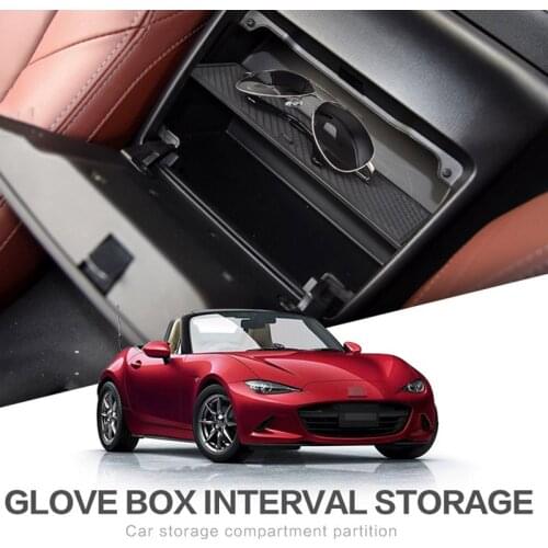 For MAZDA MX-5 RF MIATA 2015-2019 Car Glove Box Interval Storage Console Tidying Box Black Central Storage Box