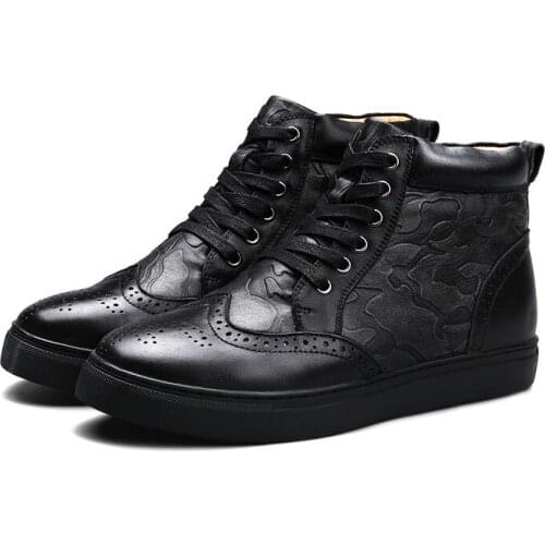 Men Plus Size Eu45-50 Winter Outdoor Climbing Warm Shoes Genuine Leather Increase Down Male Snowfield Hiking Short Boots US10-13