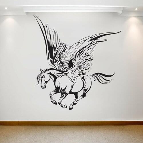 Fantasy Fairy Wall Decal Animal Pentium Horse Wings Art Vinyl Window Stickers Kids Bedroom Artist Studio Interior Decor E415