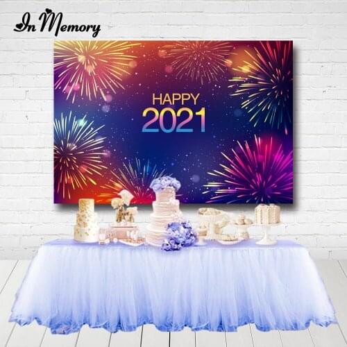 InMemory Fireworks Happy New Year of 2021 Photography Backgrounds Birthday Party Celebration Backdrops For Photo Studio Custom