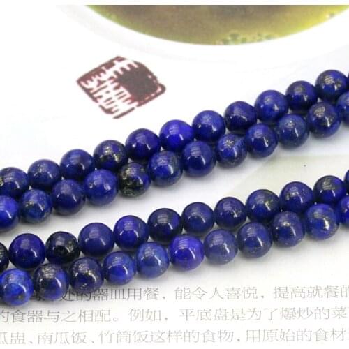 HotLapis lazuli round stone 6mm loose beads 15 inches women jewelry handmade fit design necklace bracelet