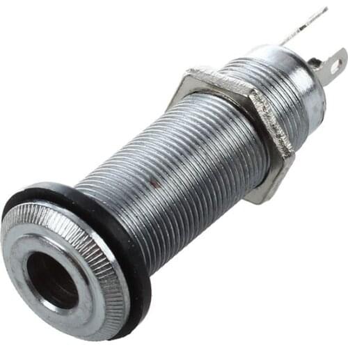 1/4 Inch Chrome Cylinder Flush Mount Jack for Electric Guitar Bass