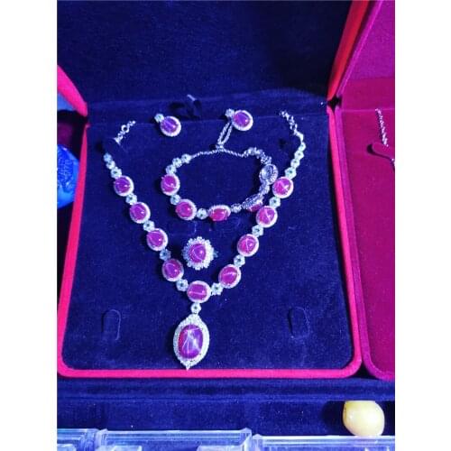 Koraba S925 Silver Natural Starlight Starry Sky Ruby Set Retro Palace Dip Powder Set