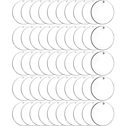50Pcs Acrylic Circle Blanks Clear Acrylic Round Keychain Pendant Jewelry Making 87HB