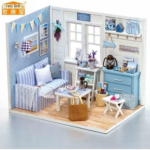 Furniture Diy Doll House Wooden Miniatura Doll Houses Furniture Kit Puzzle Handmade Dollhouse Toys For Children Girl Kids Gifts