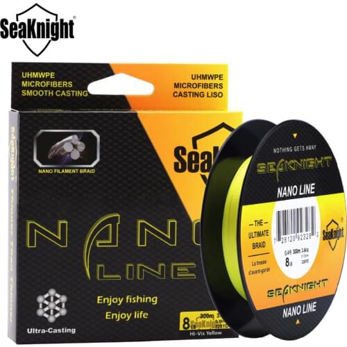 SeaKnight NANO 300M 330Yards PE Braided Fishing Line 4 Strands Multifilament Fine Fishing Lines 4-10LB 0.07-0.12mm Saltwater
